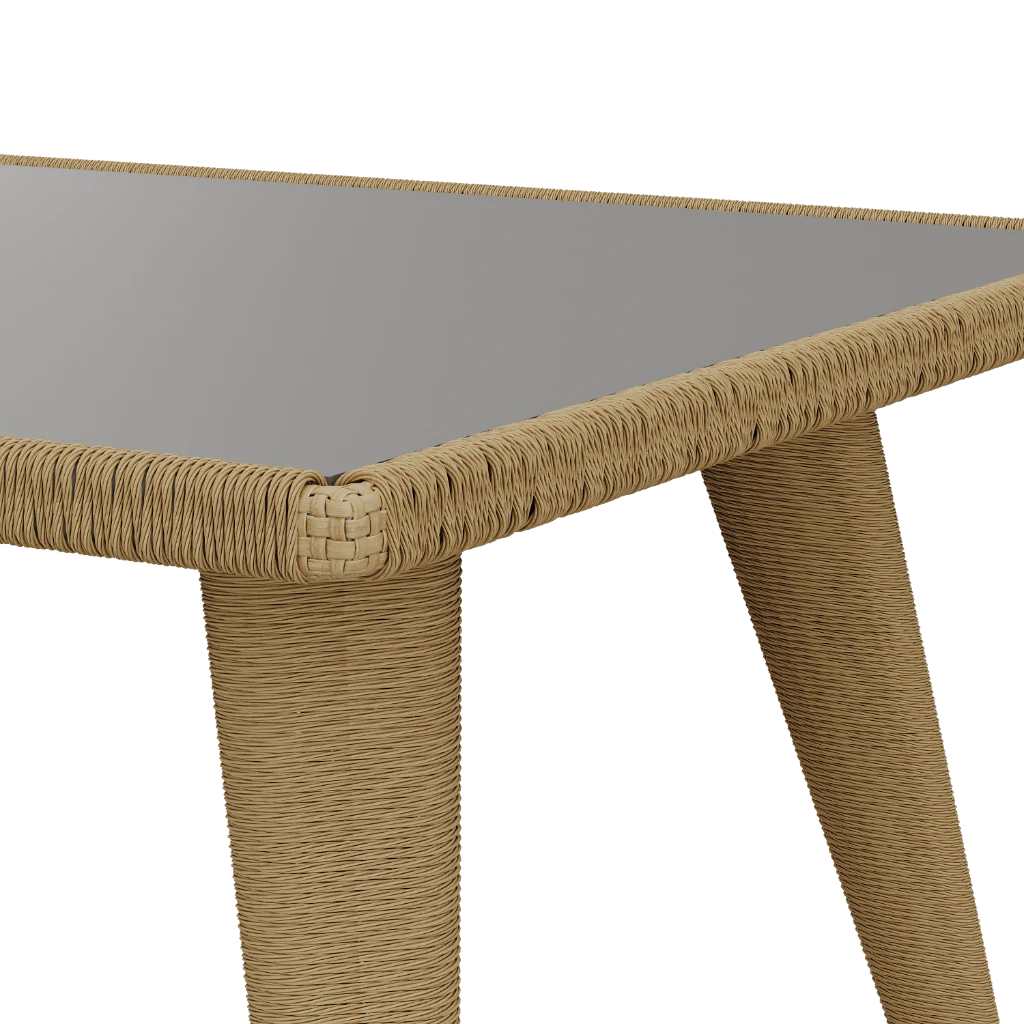 Стол кухонный Bastian 131х91х77 Со стеклянной плетенной столешницей (Outdoor) - Thumbnail 4