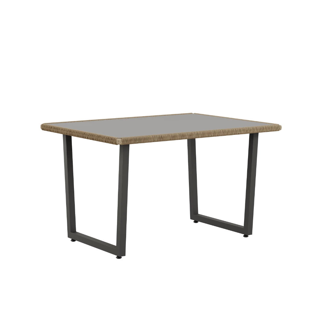 Стол Myata 131/91/76 Со стеклянной плетенной столешницей (Outdoor) 8888Z