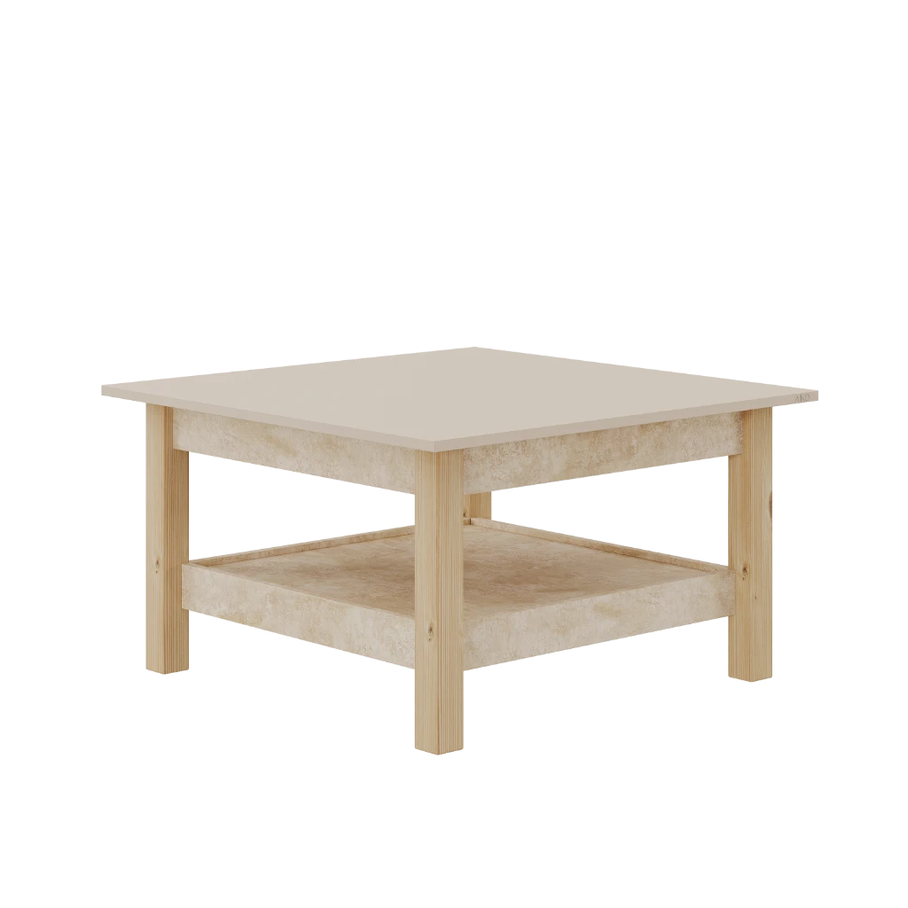 Стол журнальный VIBE Lite 80х80х45 Черный Шагрень.Лесная Кора variation 1