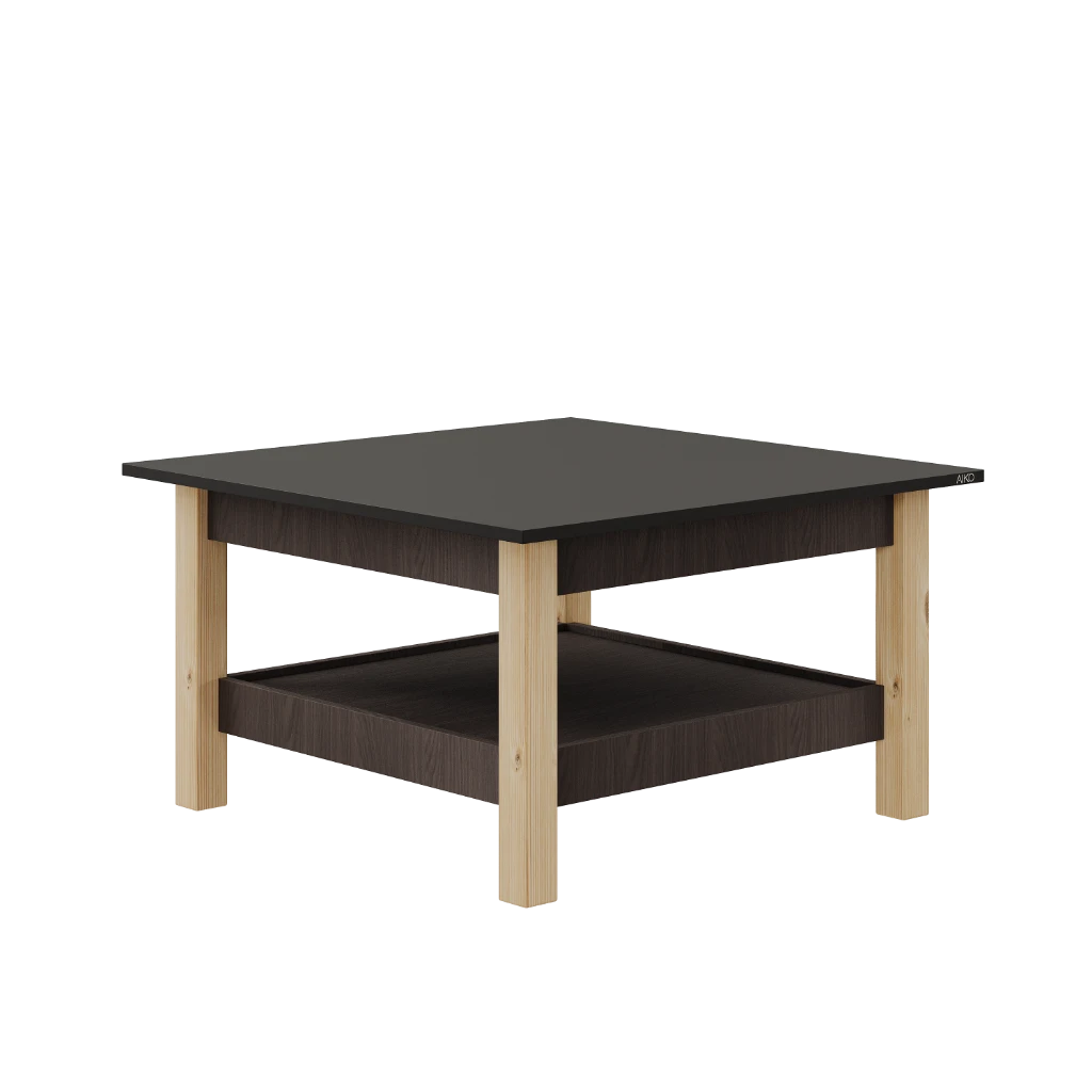 Стол журнальный VIBE Lite 80х80х45 Черный Шагрень.Лесная Кора